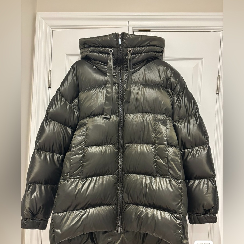 MaxMara Olive Green Cube Down Coat